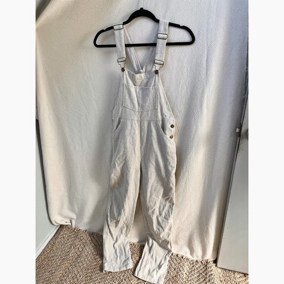 Lioness Pants - Cream Linen Overalls